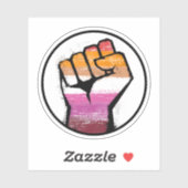 Sticker Cercle du poing de la fierté lesbienne (Feuille)