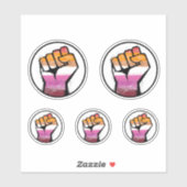 Sticker Cercle du poing de la fierté lesbienne (Feuille)