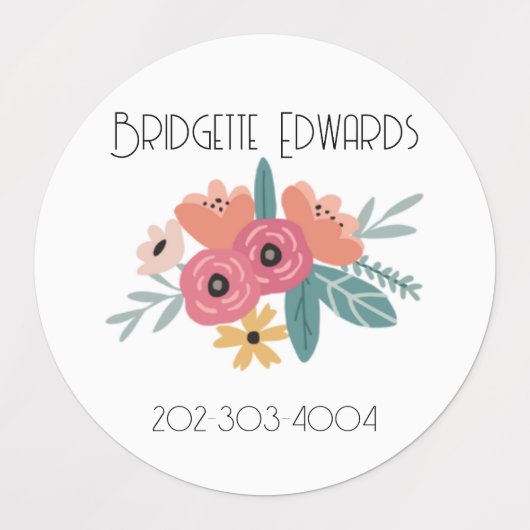 Sticker Cercle étanche papillon Nom Étiquette (Design 1)