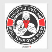 Sticker Cercle Jiu-Jitsu - BlackRed-2D (Feuille)
