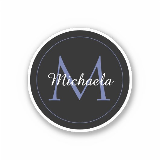 Sticker Cercle minimal moderne nom initial monogramme mode (Devant)