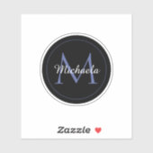 Sticker Cercle minimal moderne nom initial monogramme mode (Feuille)