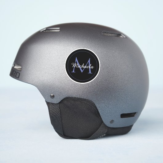 Sticker Cercle minimal moderne nom initial monogramme mode (Côté casque)