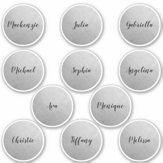 Sticker Cercle rond Argent Noms individuels Parti Favorise (Devant)