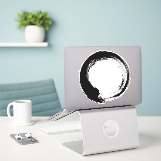 Sticker Cercle Zen Enso (Ordinateur portable sur le bureau)