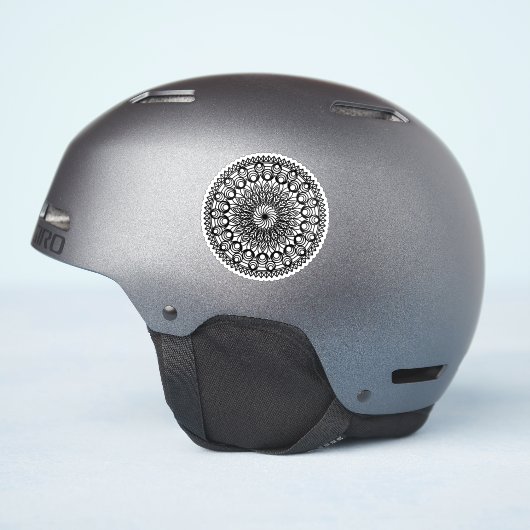 Sticker Cercles de mandala noir et feuilles (Côté casque)