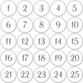 Sticker Cercles numérotés blanc et noir 1 - 25 (Devant)