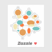 Sticker Cercles orange turquoise milieu du siècle moderne (Feuille)