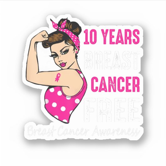 Sticker Cérémonie du sein 10 ans Riveter Ribbon Breast (Devant)