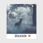 Sticker Cerf avec Antlers dans une forêt ombragée (Feuille)