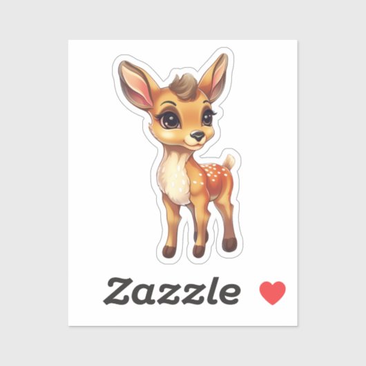 Sticker Cerf caricaturé (Feuille)