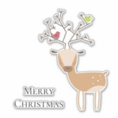 Sticker Cerf de Noël aux oiseaux (Devant)