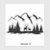 Sticker cerf en nature (Feuille)