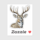Sticker Cerf esquissé avec bois (Feuille)