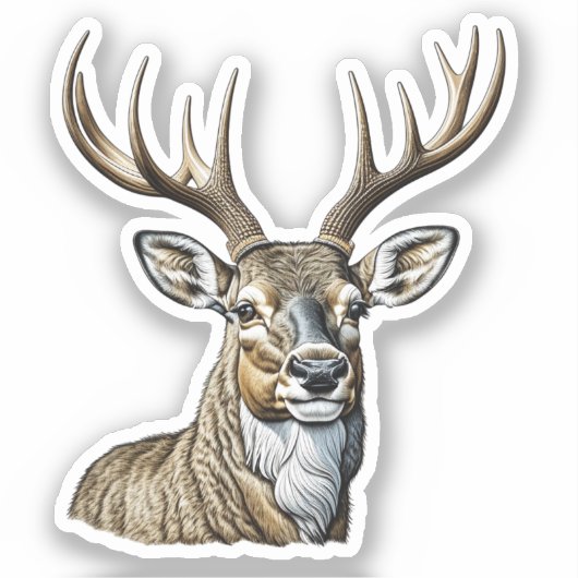Sticker Cerf esquissé avec bois (Recto)