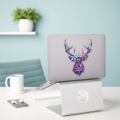 Sticker Cerf floral (Ordinateur portable sur le bureau)