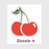 Sticker Cerise, Cerises rouges (Feuille)