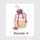 Sticker Cerise Cupcake (Feuille)