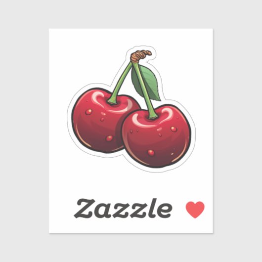 Sticker Cerise de dessin animé (Feuille)