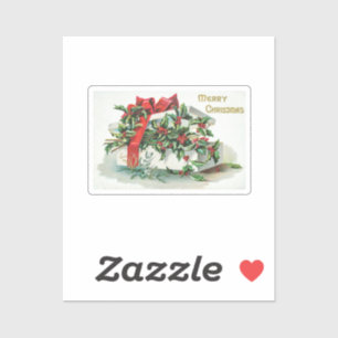 Sticker Cerise de Noël Art vintage avec voeux