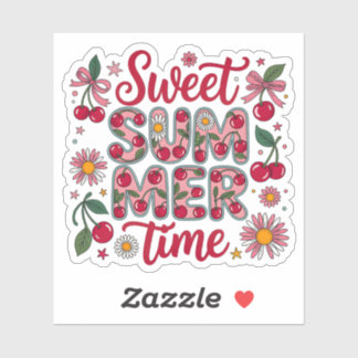 Sticker Cerises Daisies Coquette Temps Estival Sucré Rétro