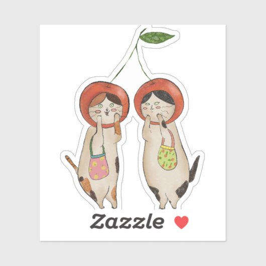 Sticker Cerises Félinées (Feuille)