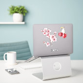 Sticker Cerises Fleur de Cerisier Amour (Ordinateur portable sur le bureau)