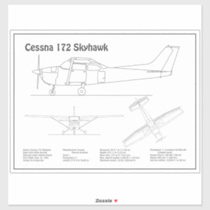Sticker Cessna 172 Skyhawk - Plan directeur de l'avion BD