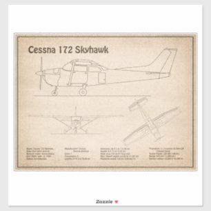 Sticker Cessna 172 Skyhawk - Plan directeur de l'avion SD