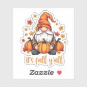 Sticker C'est Automne Y'all Gnomes Citrouille Automne Than (Feuille)
