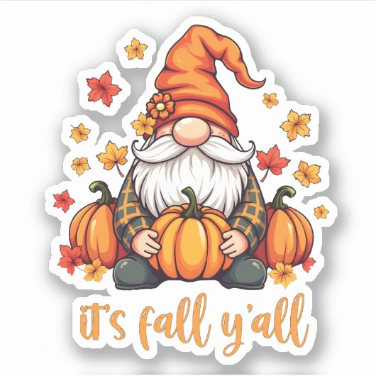 Sticker C'est Automne Y'all Gnomes Citrouille Automne Than (Devant)