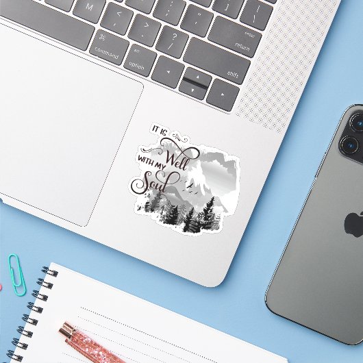 Sticker C'est bien montagne (Ordinateur portable avec iPhone)