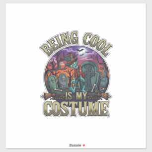 Sticker C'est Cool C'est Costume Halloween Zombie Cimetièr