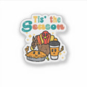 Sticker C'est la saison dinde café rétro Thanksgiving Fa (Devant)