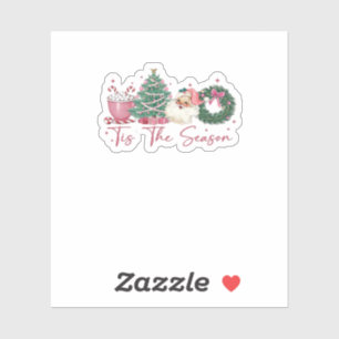 Sticker C'est la saison Joyeux Noël Mignon Xmas Café Ch