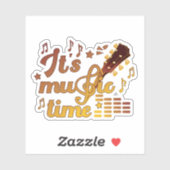 Sticker C'est l'heure de la musique, la guitare d'or (Feuille)