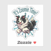 Sticker C'est l'heure de Zoomie Border Collie (Feuille)