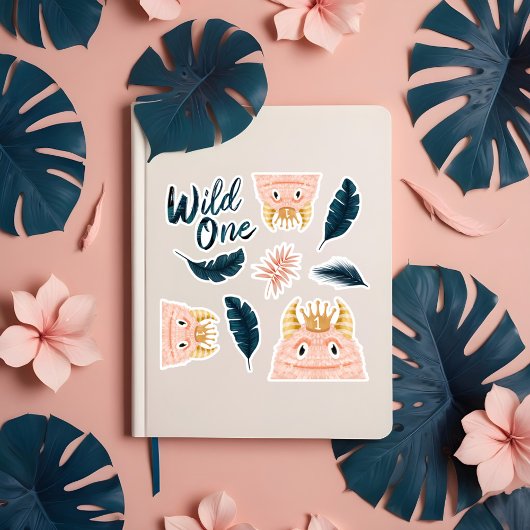 Sticker C'est un monstre rose sauvage et une jungle tropic