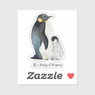 Sticker C'est une famille de pingouins en aquarelle