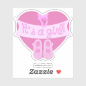 Sticker C'est une fille Pink Heart Bow Chaussures Baby Gir (Feuille)