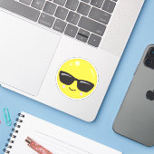 Sticker Cet émoticône est cool (Ordinateur portable avec iPhone)