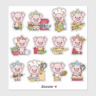 Sticker Cette Petite Piggy Aime La Cuisine Et Le BBQ