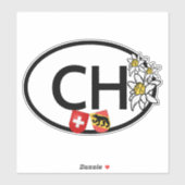 Sticker CH Suisse & Canton Berne Armoiries Oval (Feuille)