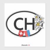 Sticker CH Suisse & Canton Tessin Armoiries Oval (Feuille)