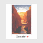 Sticker Chad Illustration Travel Art Vintage (Feuille)