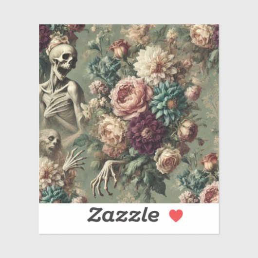 Sticker Chagrin posthume – Conception florale gothique (Feuille)