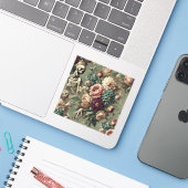 Sticker Chagrin posthume – Conception florale gothique (Ordinateur portable avec iPhone)
