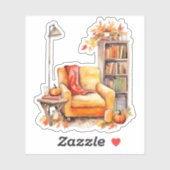 Sticker Chaise confortable, Lampe et Livres Automne (Feuille)