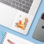 Sticker Chaise confortable, Lampe et Livres Automne (Ordinateur portable avec iPhone)