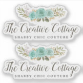 Sticker Chalet Chalet Turquoise Floral Rustic Bois Logo (Devant)